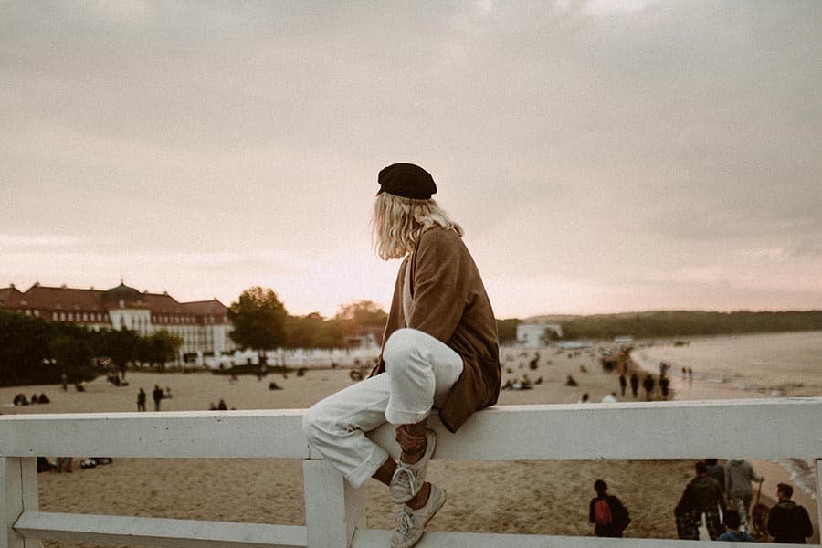 Woman sunset